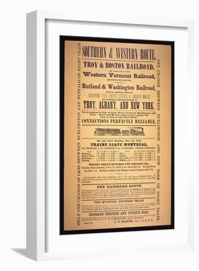 Train Poster for the Southern and Western Route, 1854 (Litho)-American-Framed Giclee Print