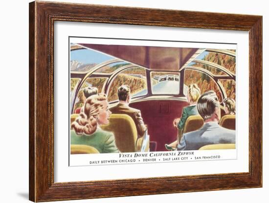 Train's Vista Dome, California Zephyr-null-Framed Art Print