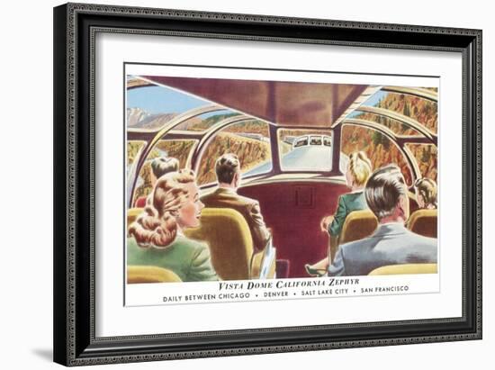 Train's Vista Dome, California Zephyr-null-Framed Art Print