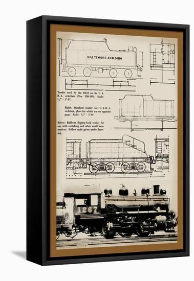 Train Schematic-null-Framed Stretched Canvas