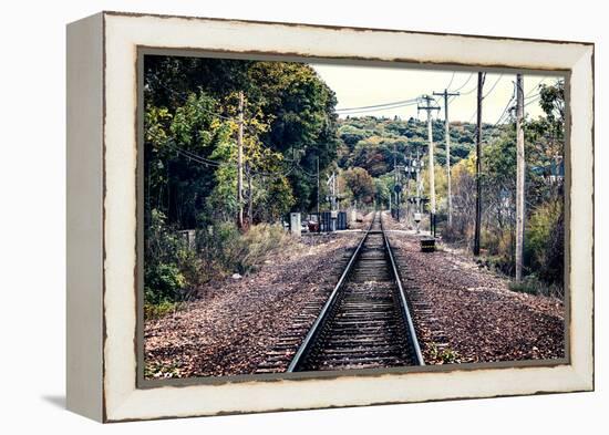 Train Tracks Oyster Bay New York-null-Framed Stretched Canvas