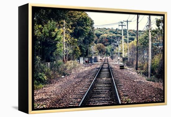 Train Tracks Oyster Bay New York-null-Framed Stretched Canvas