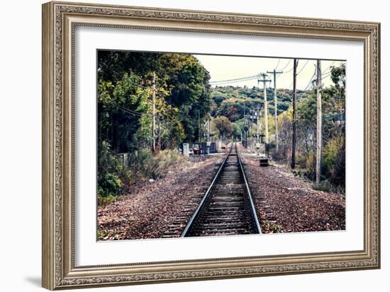 Train Tracks Oyster Bay New York-null-Framed Photo