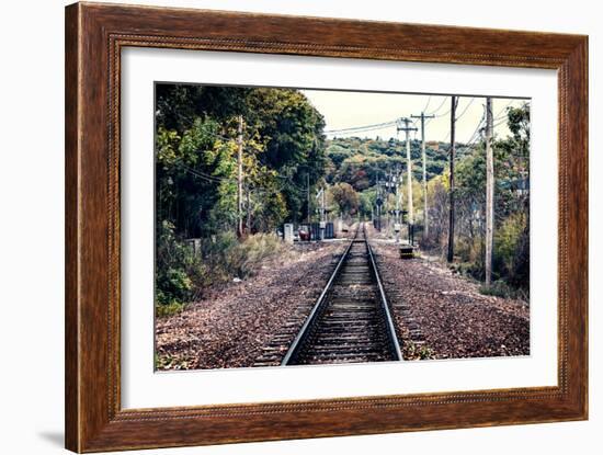 Train Tracks Oyster Bay New York-null-Framed Photo