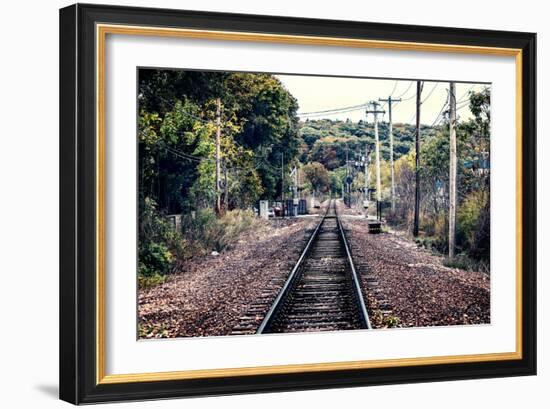 Train Tracks Oyster Bay New York-null-Framed Photo