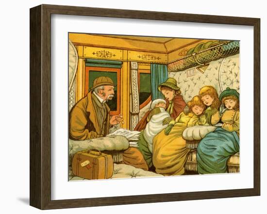 Train travel in 1880s from Paris to Calais by night-Thomas Crane-Framed Giclee Print