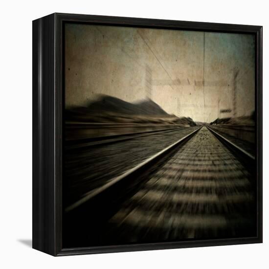 Train Travelling at Speed on a Railway-Luis Beltran-Framed Premier Image Canvas