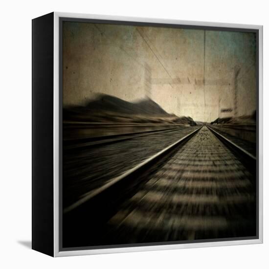 Train Travelling at Speed on a Railway-Luis Beltran-Framed Premier Image Canvas
