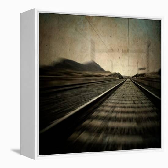 Train Travelling at Speed on a Railway-Luis Beltran-Framed Premier Image Canvas