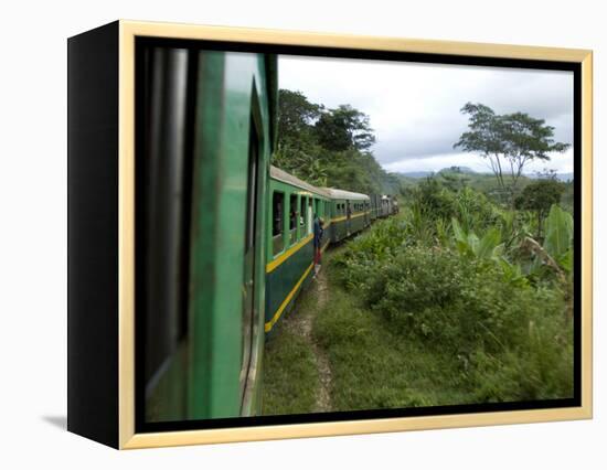 Train Travelling Betwen Manakara and Fianarantsoa, Madagascar-Inaki Relanzon-Framed Premier Image Canvas