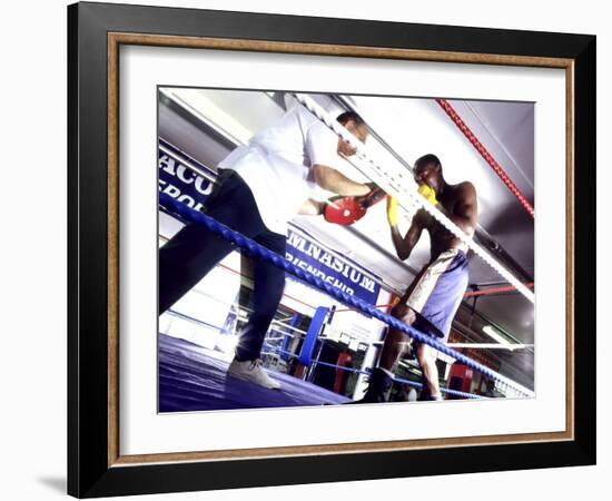 Trainer and Boxer in the Ring-null-Framed Photographic Print