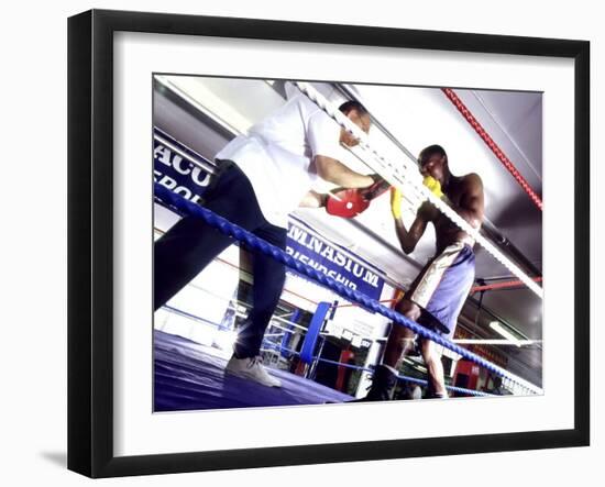 Trainer and Boxer in the Ring-null-Framed Photographic Print