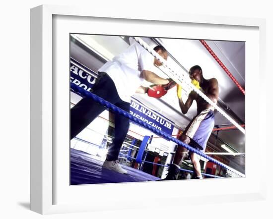 Trainer and Boxer in the Ring-null-Framed Photographic Print