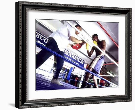 Trainer and Boxer in the Ring-null-Framed Photographic Print