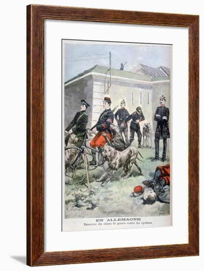 Training Army Dogs to Attack Cyclists, Germany, 1897-F Meaulle-Framed Giclee Print