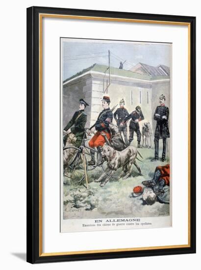 Training Army Dogs to Attack Cyclists, Germany, 1897-F Meaulle-Framed Giclee Print