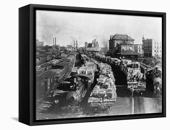 Trains Full of Cotton in Texas-John D. Roberts-Framed Premier Image Canvas