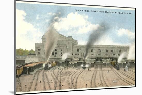 Trains Pulling out of Union Station, Kansas City, Missouri-null-Mounted Art Print