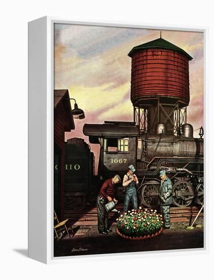 "Trainyard Flower Garden," August 9, 1947-Stevan Dohanos-Framed Premier Image Canvas