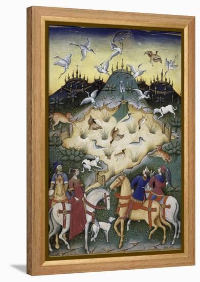 Traité de fauconnerie et de vénerie avec la devise et l'emblème du duc de Sforza-null-Framed Premier Image Canvas