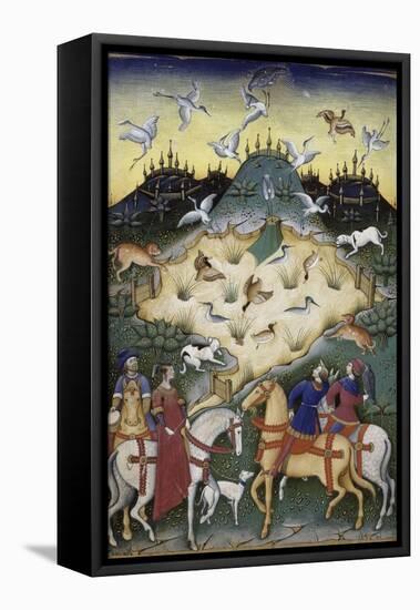 Traité de fauconnerie et de vénerie avec la devise et l'emblème du duc de Sforza-null-Framed Premier Image Canvas
