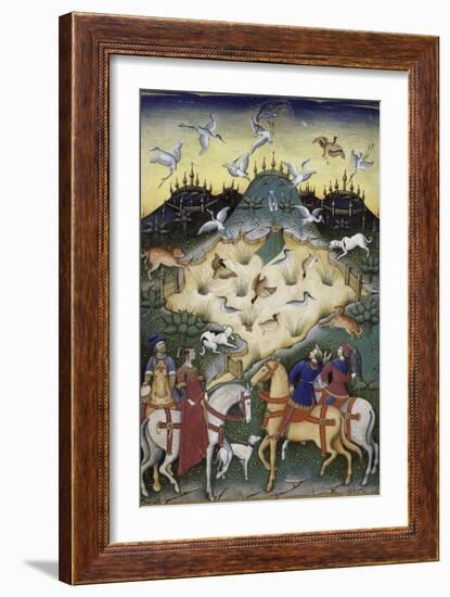 Traité de fauconnerie et de vénerie avec la devise et l'emblème du duc de Sforza-null-Framed Giclee Print