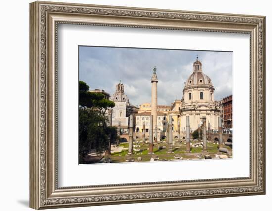 Trajan's Column Between Dome of St. Maria Di Loreto (Left) and Ss.Nome Di Maria, Latium, Italy-Nico Tondini-Framed Photographic Print