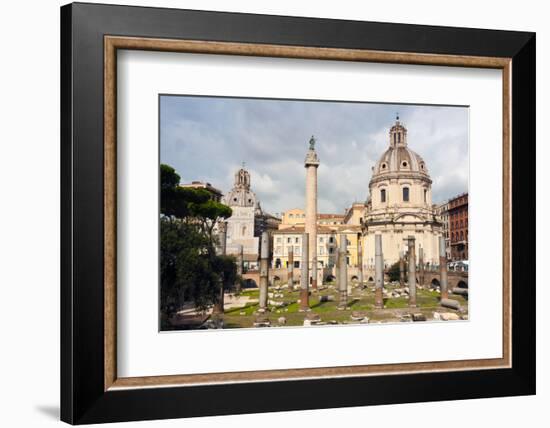 Trajan's Column Between Dome of St. Maria Di Loreto (Left) and Ss.Nome Di Maria, Latium, Italy-Nico Tondini-Framed Photographic Print