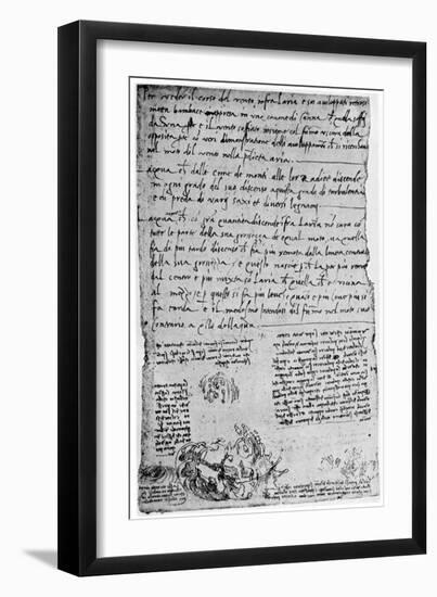 Trajectories of Thrown Stones and Drops, Late 15th or Early 16th Century-Leonardo da Vinci-Framed Giclee Print