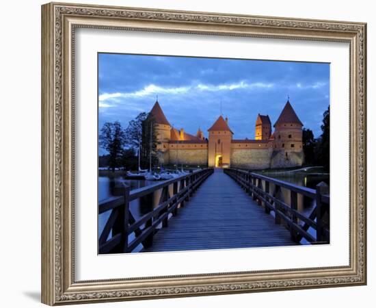 Trakai Castle Illuminated at Night, Trakai, Near Vilnius, Lithuania, Baltic States, Europe-Gary Cook-Framed Photographic Print