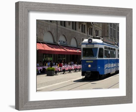 Tram and Restaurant, Zurich, Switzerland, Europe-Richardson Peter-Framed Photographic Print