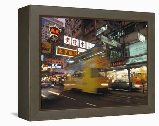 Tram, Causeway Bay, Hong Kong, China-Neil Farrin-Framed Premier Image Canvas