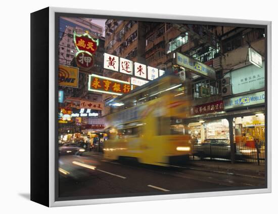 Tram, Causeway Bay, Hong Kong, China-Neil Farrin-Framed Premier Image Canvas