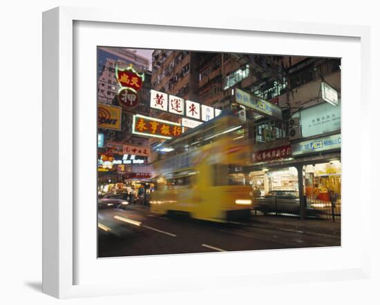 Tram, Causeway Bay, Hong Kong, China-Neil Farrin-Framed Photographic Print