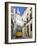 Tram (Electricos) Along Rua Das Escolas Gerais with Tower of Sao Vicente de Fora, Lisbon, Portugal-Stuart Black-Framed Photographic Print