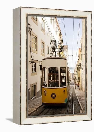 Tram in Elevador Da Bica, Lisbon, Portugal-Ben Pipe-Framed Premier Image Canvas