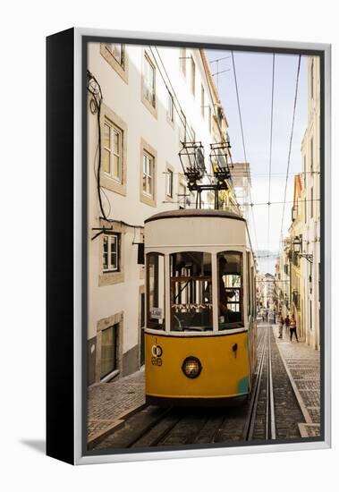 Tram in Elevador Da Bica, Lisbon, Portugal-Ben Pipe-Framed Premier Image Canvas