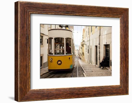 Tram in Elevador Da Bica, Lisbon, Portugal-Ben Pipe-Framed Photographic Print