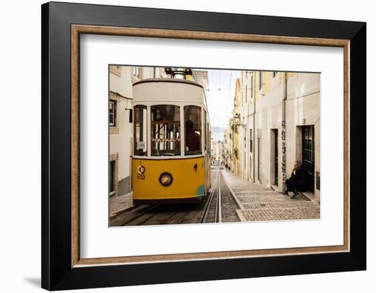 Tram in Elevador Da Bica, Lisbon, Portugal-Ben Pipe-Framed Photographic Print