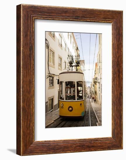 Tram in Elevador Da Bica, Lisbon, Portugal-Ben Pipe-Framed Photographic Print