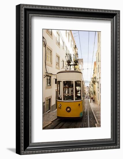 Tram in Elevador Da Bica, Lisbon, Portugal-Ben Pipe-Framed Photographic Print