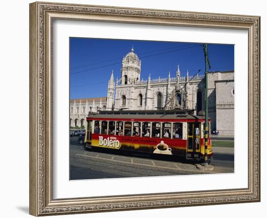 Tram in Front of the Geronimos Monastery in the Belem Area of Lisbon, Portugal, Europe-Lightfoot Jeremy-Framed Photographic Print