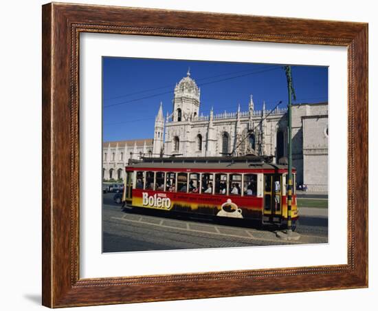 Tram in Front of the Geronimos Monastery in the Belem Area of Lisbon, Portugal, Europe-Lightfoot Jeremy-Framed Photographic Print