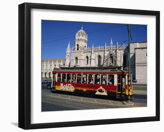 Tram in Front of the Geronimos Monastery in the Belem Area of Lisbon, Portugal, Europe-Lightfoot Jeremy-Framed Photographic Print