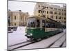 Tram in Street in Winter, Helsinki, Finland, Scandinavia-Gavin Hellier-Mounted Photographic Print