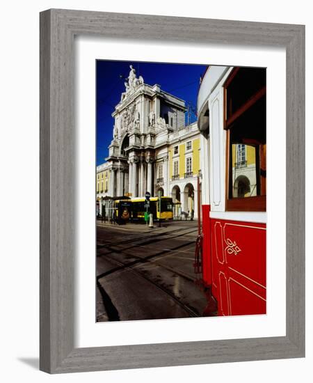 Tram on Praca De Commercio, Lisbon, Portugal-Izzet Keribar-Framed Photographic Print