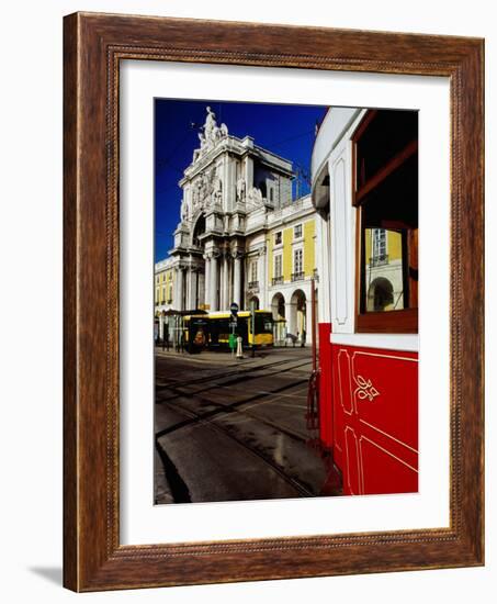 Tram on Praca De Commercio, Lisbon, Portugal-Izzet Keribar-Framed Photographic Print