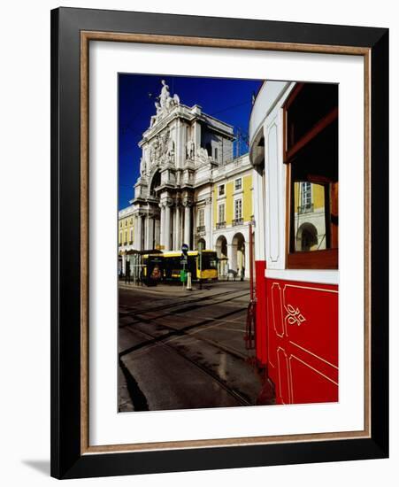 Tram on Praca De Commercio, Lisbon, Portugal-Izzet Keribar-Framed Photographic Print