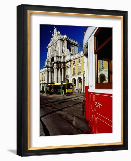 Tram on Praca De Commercio, Lisbon, Portugal-Izzet Keribar-Framed Photographic Print