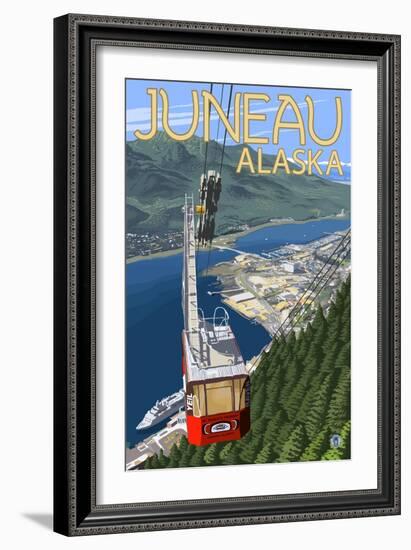 Tram over Juneau, Alaska-Lantern Press-Framed Art Print